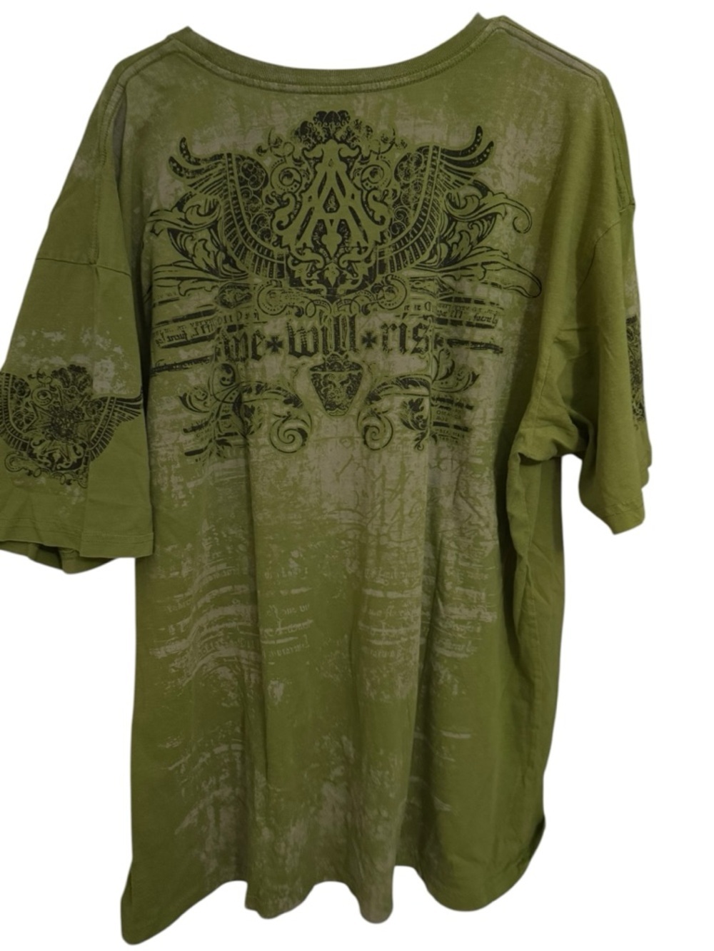 Affliction Archaic Vintage Shirt 2XL Green Distressed Skull Y2K Streetwear Rare - Picture 4 of 5